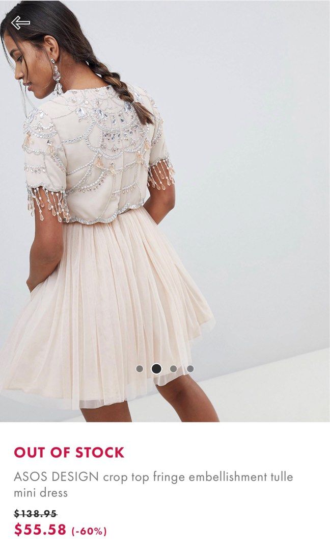 Asos embellished cluster crop top tulle midi dress new arrivals