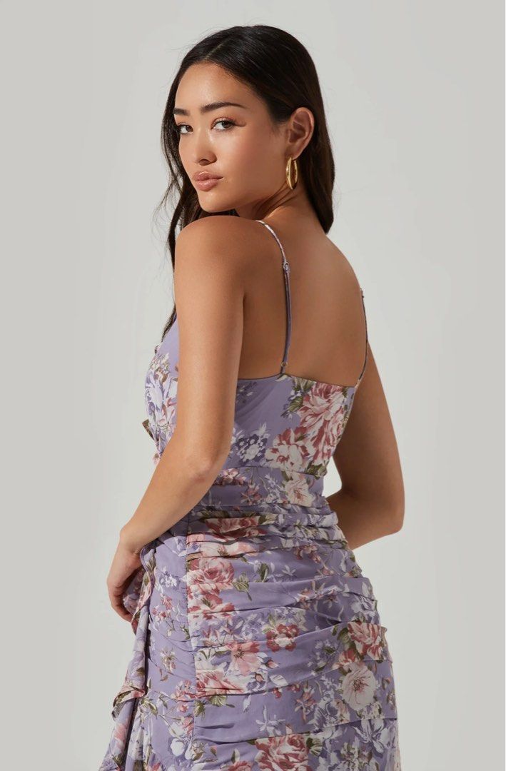 Floral ruched front maxi dress astr the label 2025