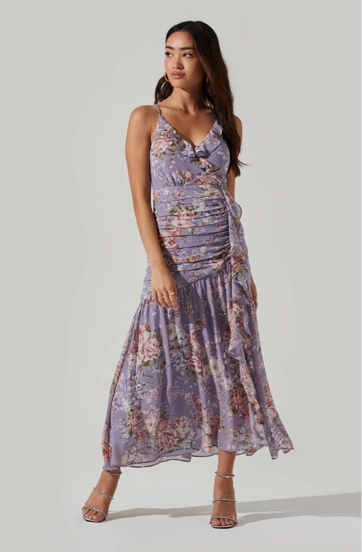 Astr the label floral ruched front maxi dress sale