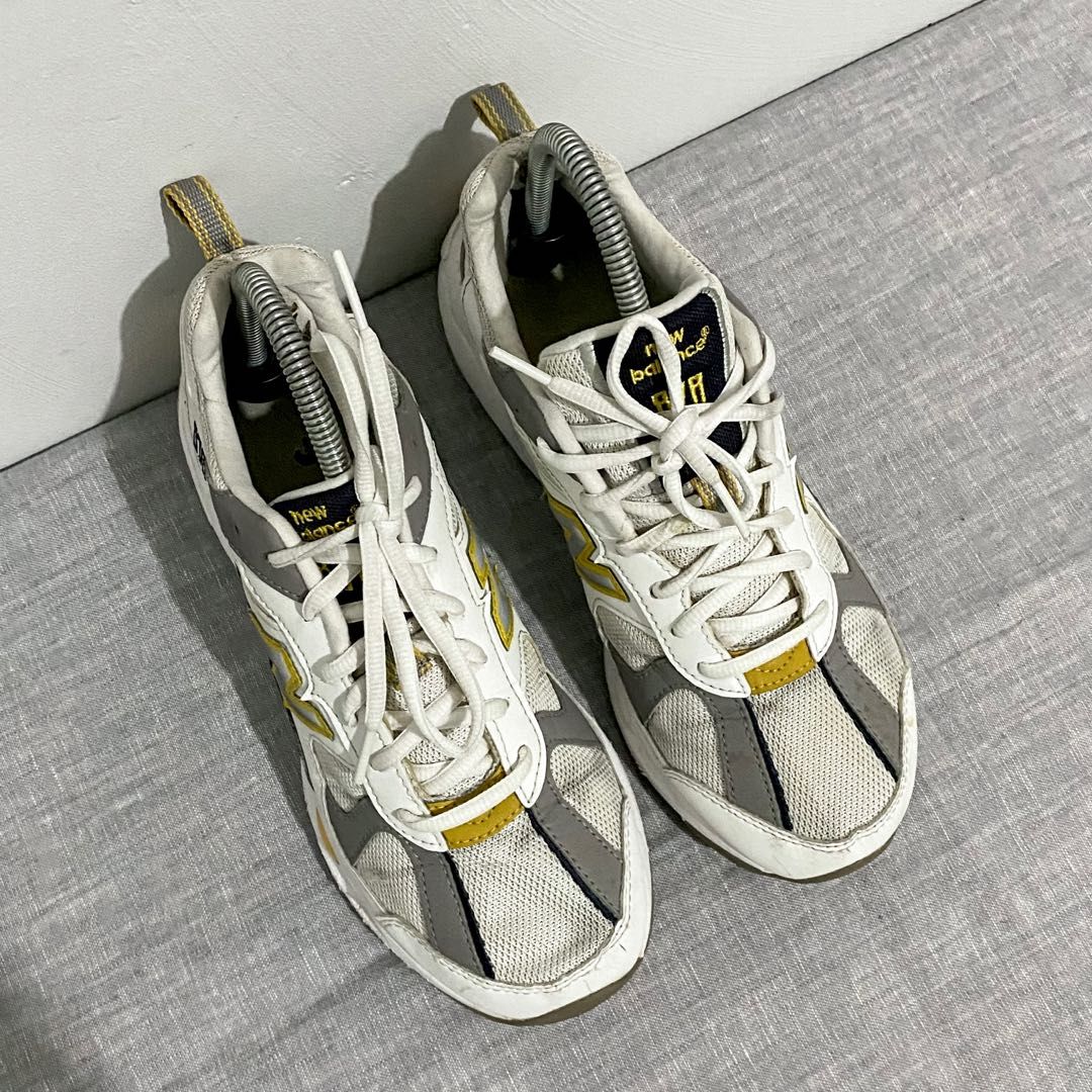 New balance 878 online white yellow chunky trainers