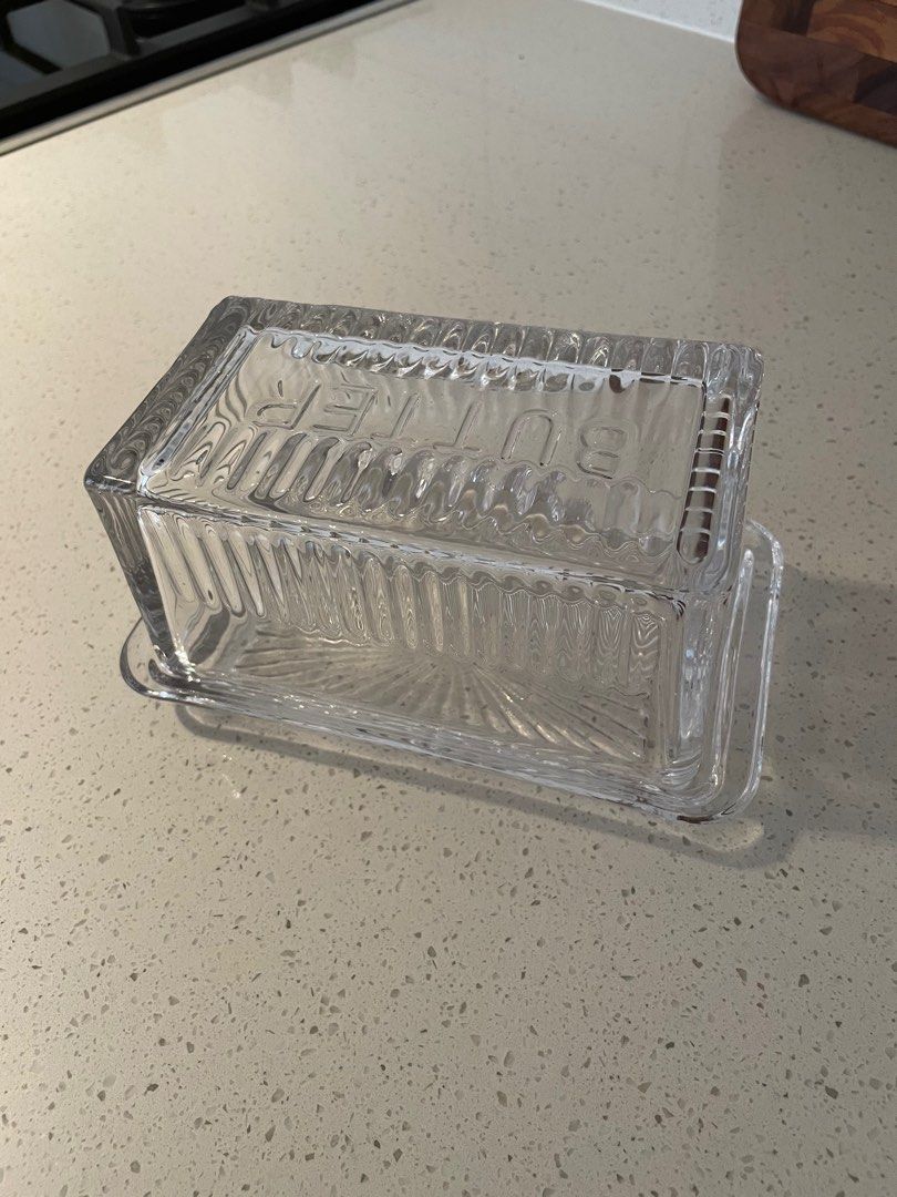 Bezrat Butter Dish Glass x 2, Furniture & Home Living, Kitchenware
