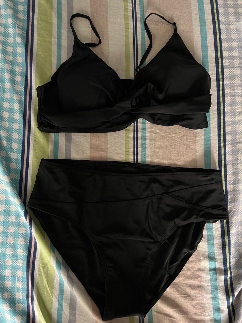 2piece high rise swimsuit (black) on Carousell