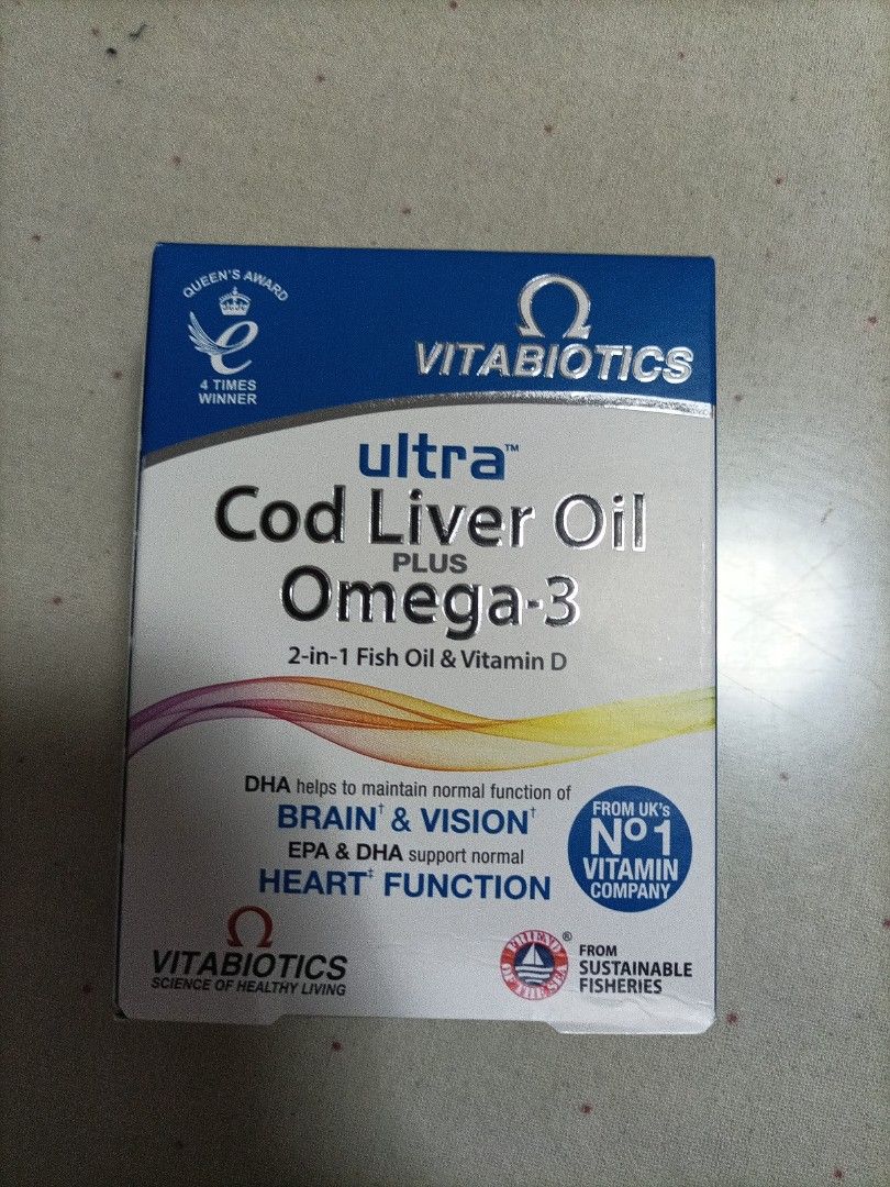 BNIB Vitabiotics Ultra Cod Liver Oil with Omega 3, Health & Nutrition