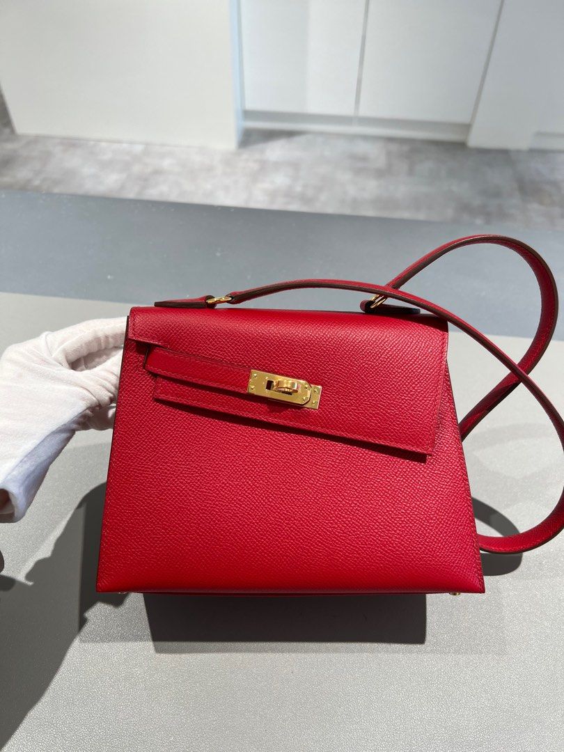 Hermes Kelly 25 Retourne Bag Rouge Piment Swift Red Leather Phw