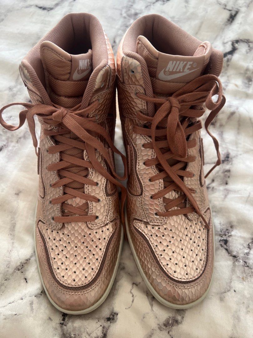 Rose gold 2025 nike high tops
