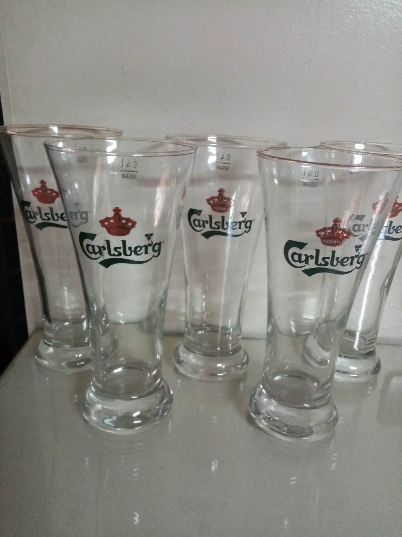Carlsberg Beer Glasses with Gold Rim on Carousell