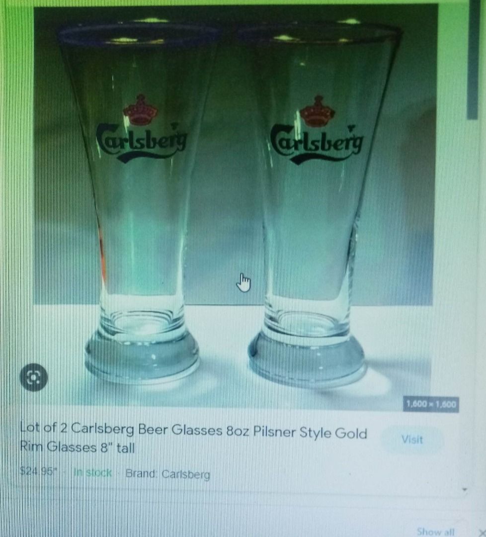 Carlsberg Beer Glasses with Gold Rim on Carousell