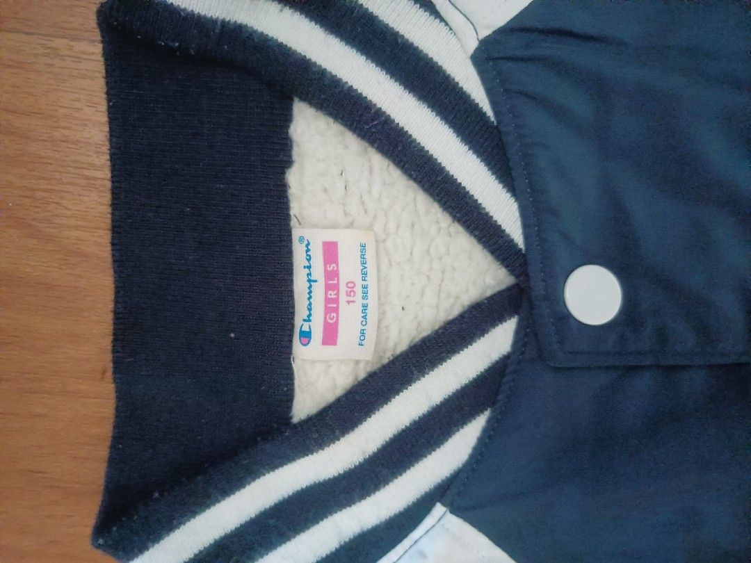 Champion contrast sleeve bomber jacket with back store logo