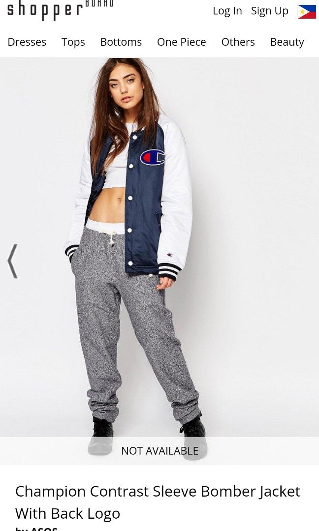 Champion contrast sleeve bomber jacket with back logo 2025