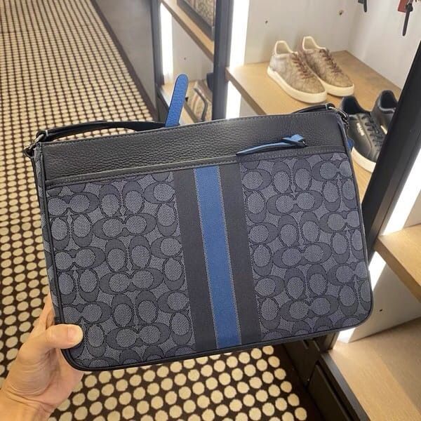 Coach Thompson Crossbody In Signature Jacquard With Varsity Stripe ...