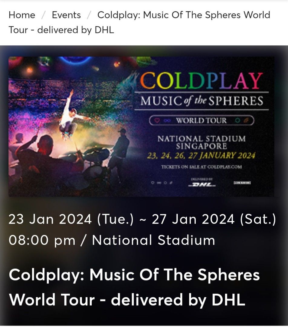 Coldplay 2024, Tickets & Vouchers, Event Tickets on Carousell