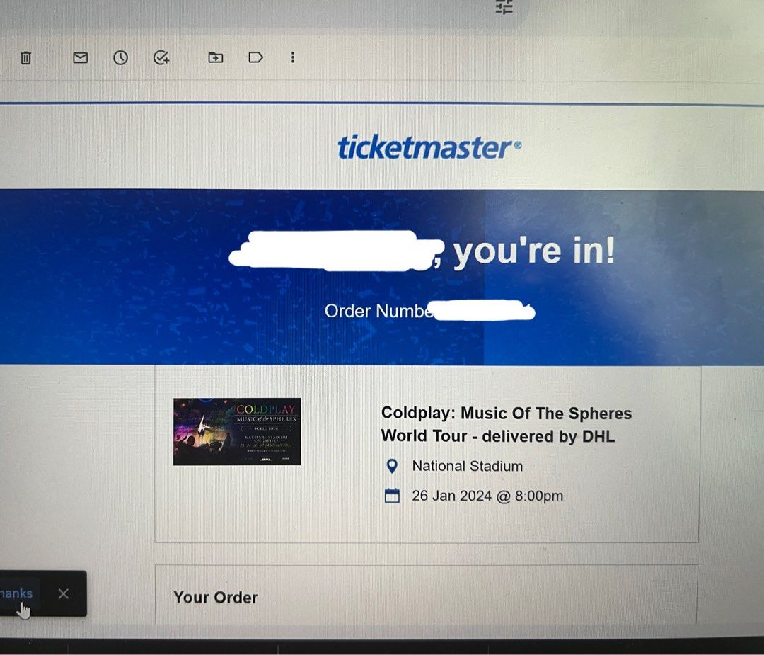 COLDPLAY STANDING TICKETS FRI 26 SINGAPORE, Tickets & Vouchers, Event