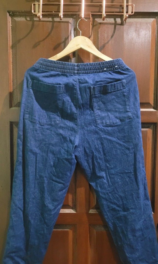 COTTON RELAXED ANKLE PANTS (DENIM)