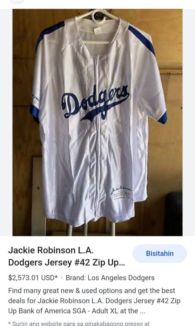 JACKIE ROBINSON DODGERS JERSEY MLB BASEBALL White Full Zip SGA Unisex sz M