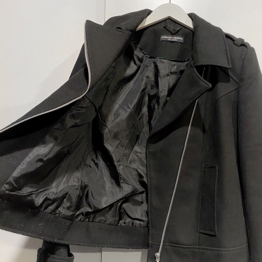 Dorothy Perkins Biker Aviator Jacket Black Women s Fashion Coats Jackets and Outerwear on Carousell