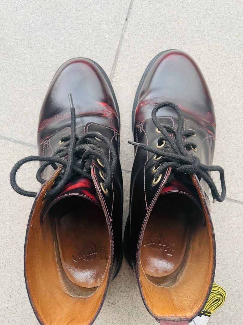 Dr. Martens Boots 5-hole Arcadia US 7 (Category: Boots) located in Quezon City. Submitted by prechan (Listing ID 1238346430, Image 3). Description: Dr. Martens Arcadia Boots Cherry Red US size 7 Bought in USA Grab Lalamove Pickup Metro Manila Only 5-Holes low cut pointed silhouette Suitable for dresses Free shoelace RFS= Switching to Vegan leather.
