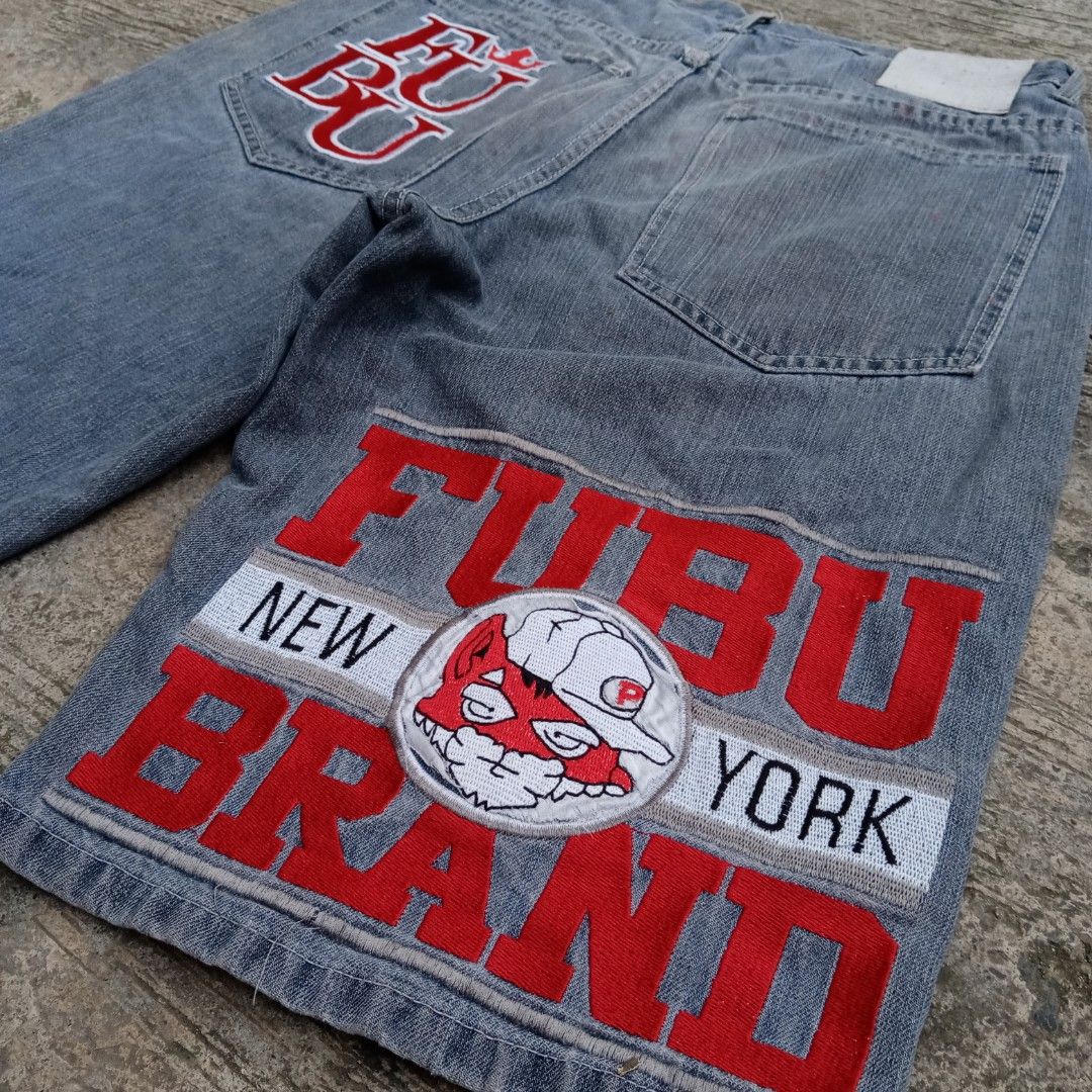Early 00's/Y2K FUBU Baggy Jorts Embroidered Patches on Carousell