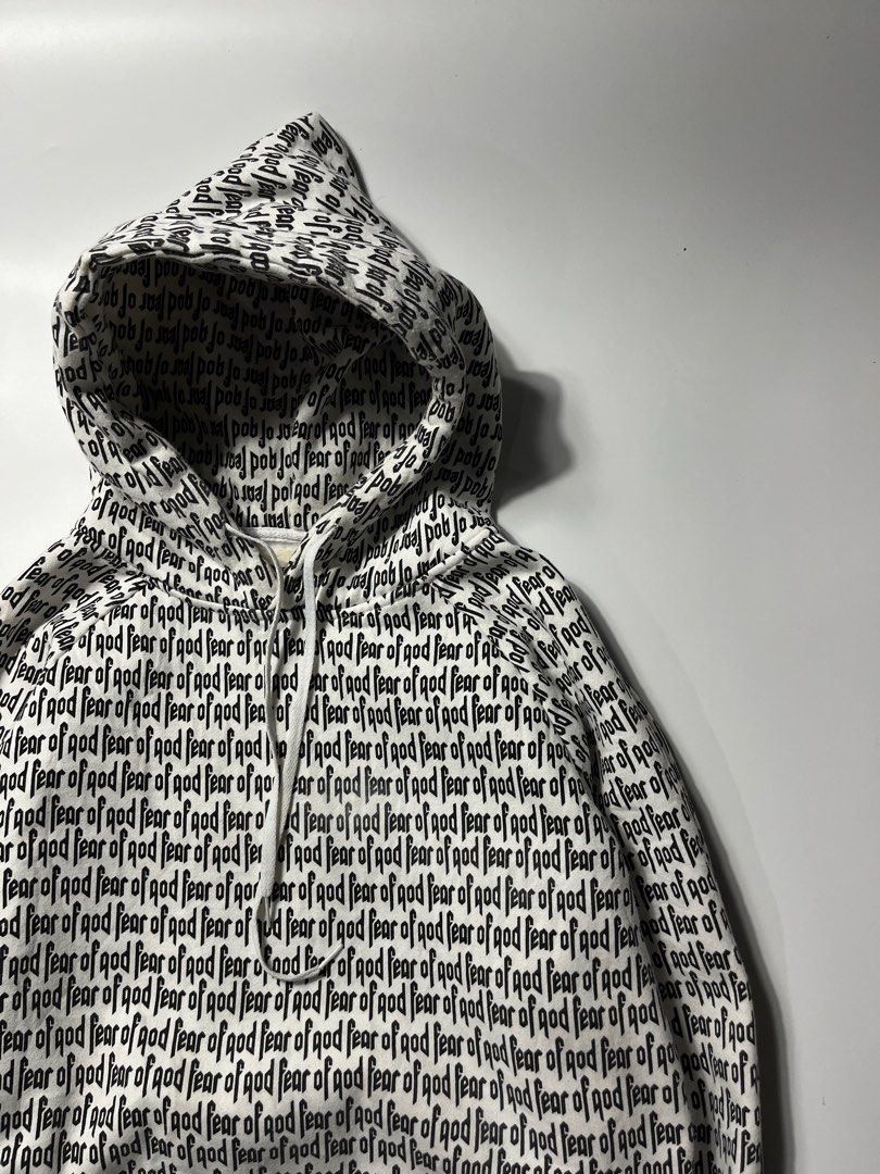 Fear of god essential all over print hoodie Men s Fashion Coats
