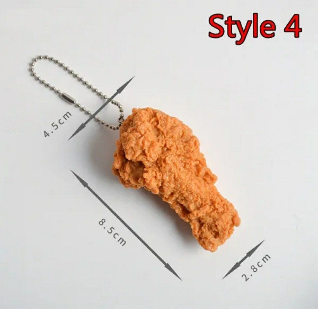 Imitation Food Keychain - Fried Chicken Leg & Nugget Keychain With Ketchup, Cute PVC Accessory - View #6