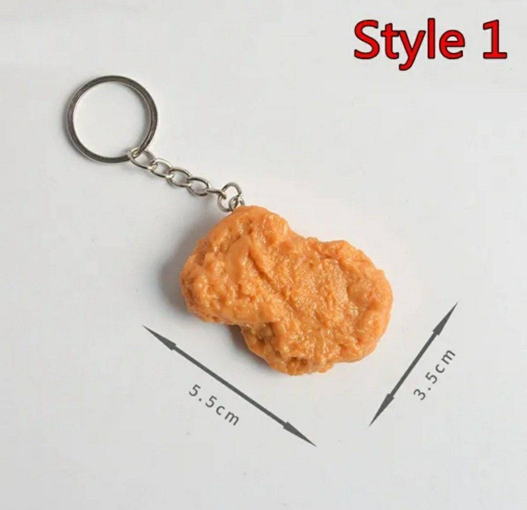 Imitation Food Keychain - Fried Chicken Leg & Nugget Keychain With Ketchup, Cute PVC Accessory - View #9