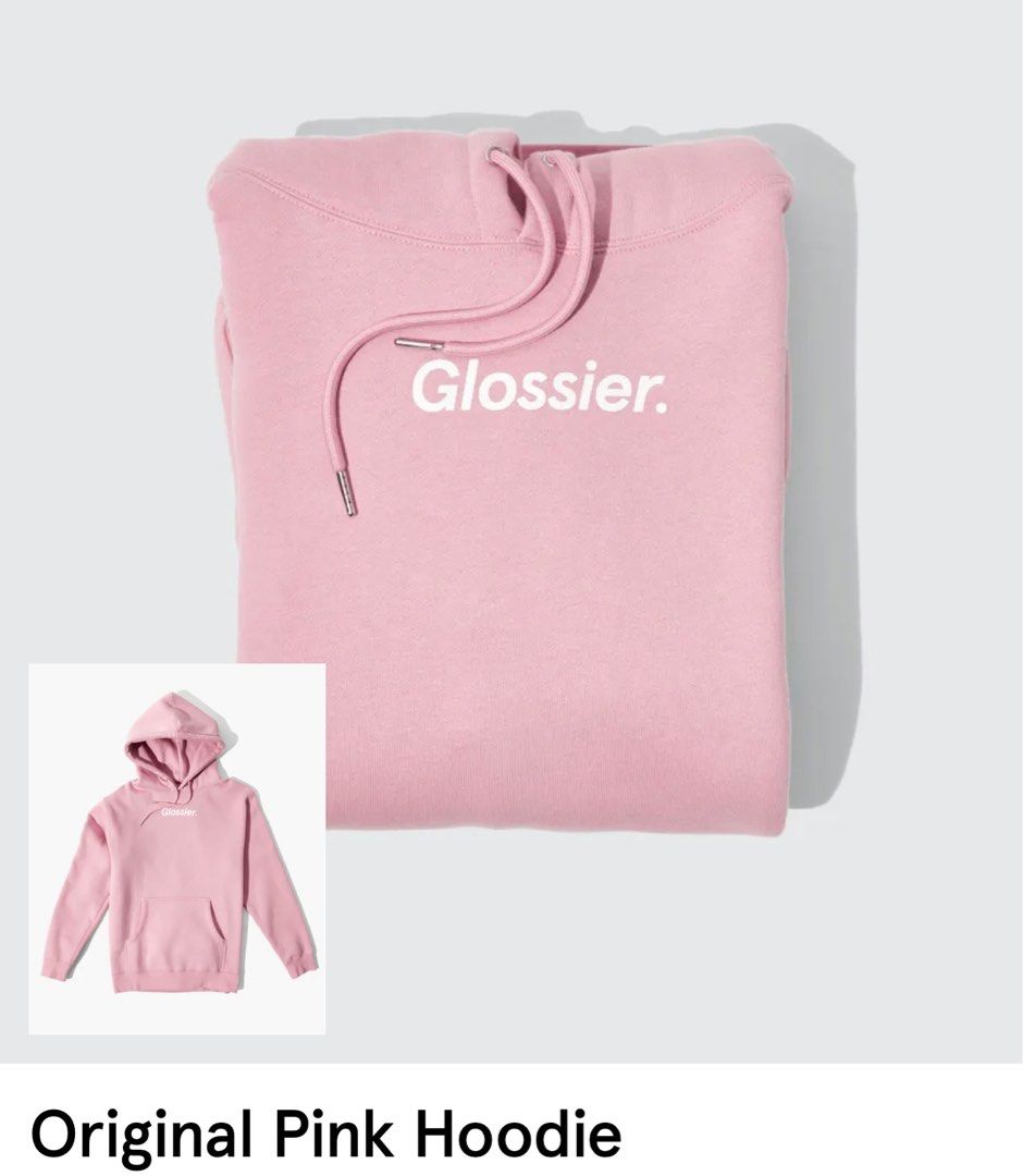 GLOSSIER PINK HOODIE (Category: Coats, Jackets and Outerwear) located in Paranaque City. Submitted by studio0803ph (Listing ID 1238400672, Image 1). Description: used twice oversized fit can fit M-L.