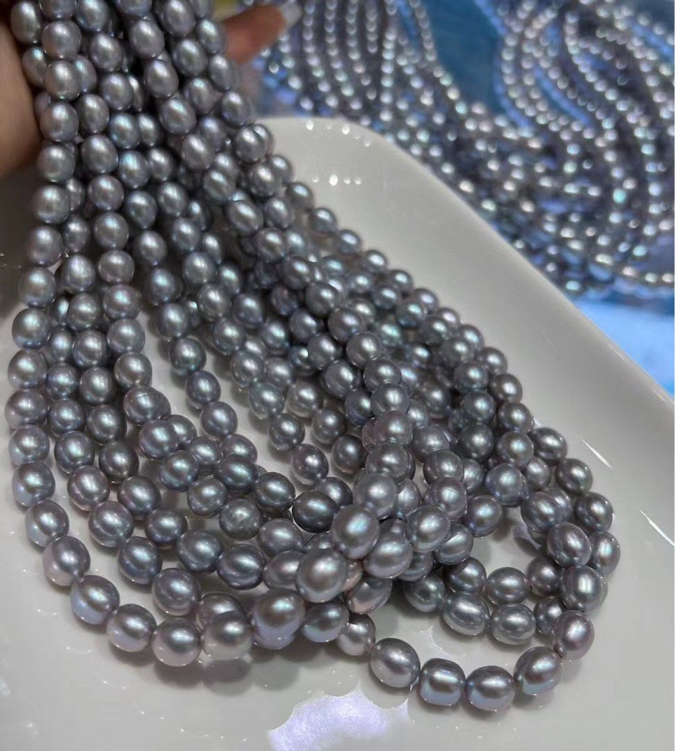 Faux grey pearl necklace top