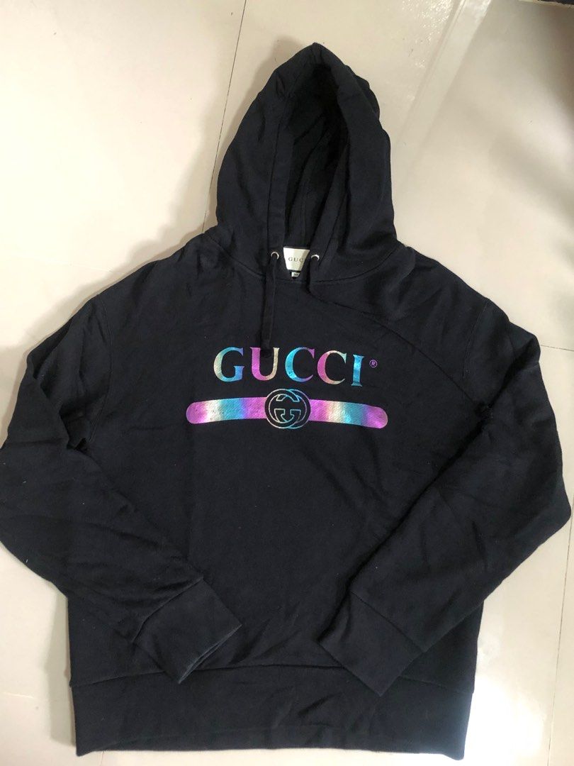 Gucci Hoodie with Iridescent Logo Men s Fashion Coats Jackets