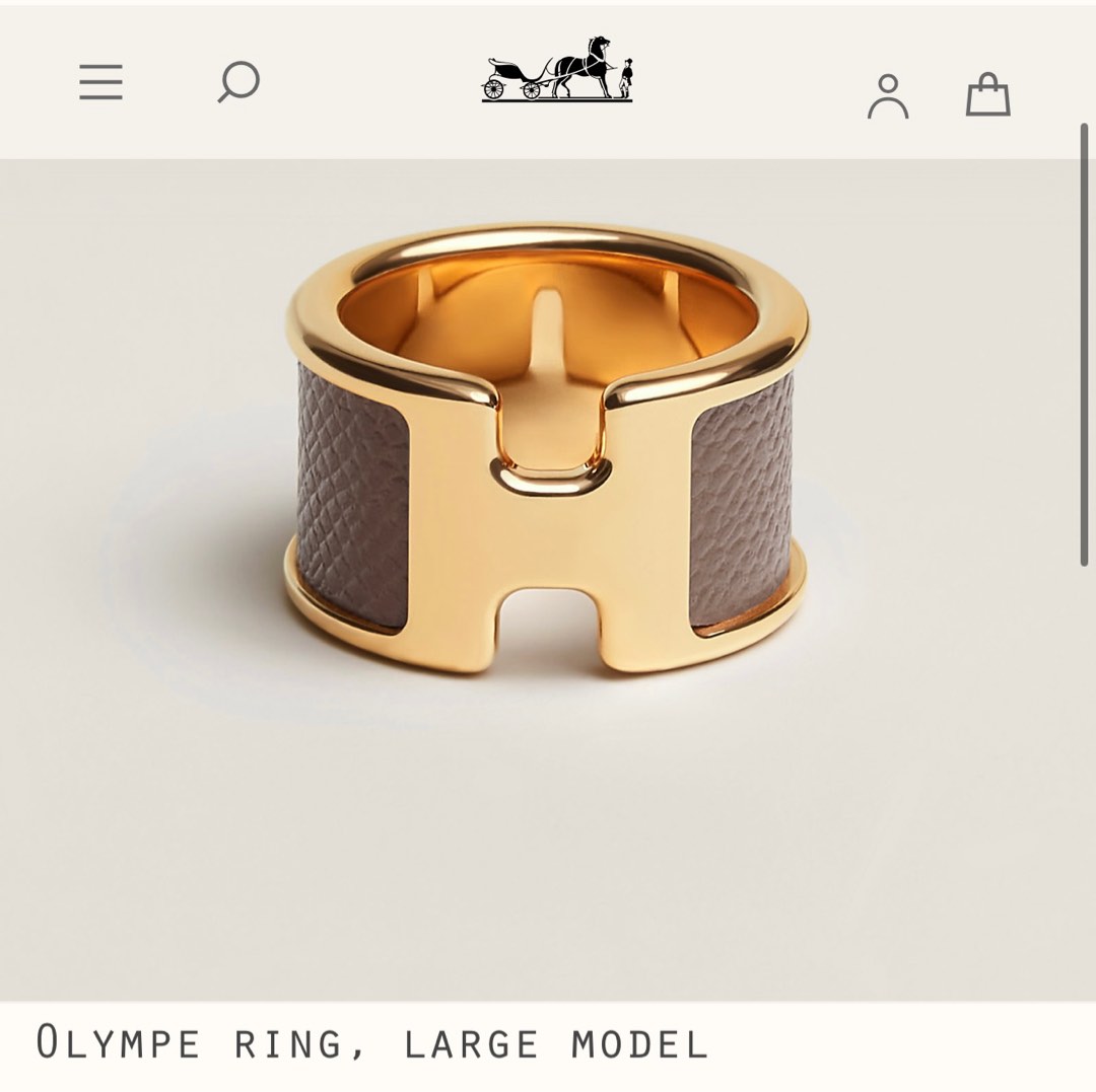 Hermès Large Olympe Ring - Brown, 18K Yellow Gold-Plated Band, Rings ...
