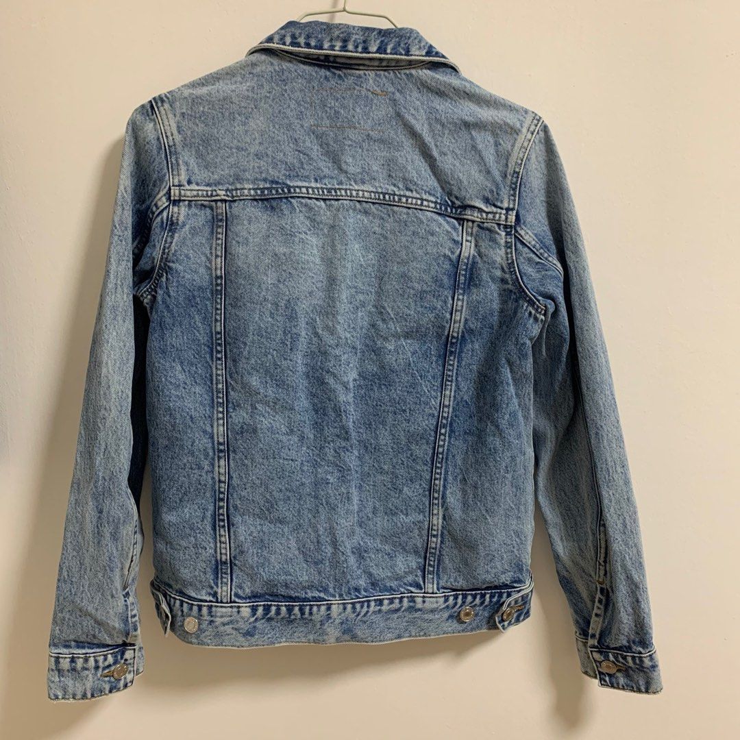 H M washed denim jacket Women s Fashion Coats Jackets and