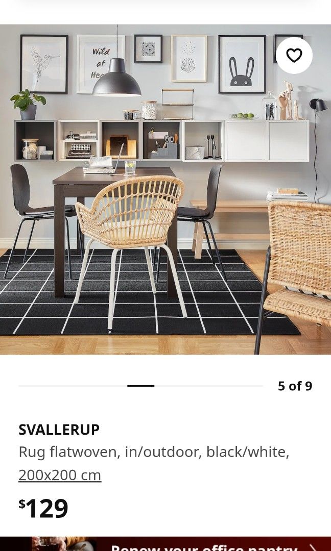 SVALLERUP Rug flatwoven, in/outdoor - black/white 200x200 cm