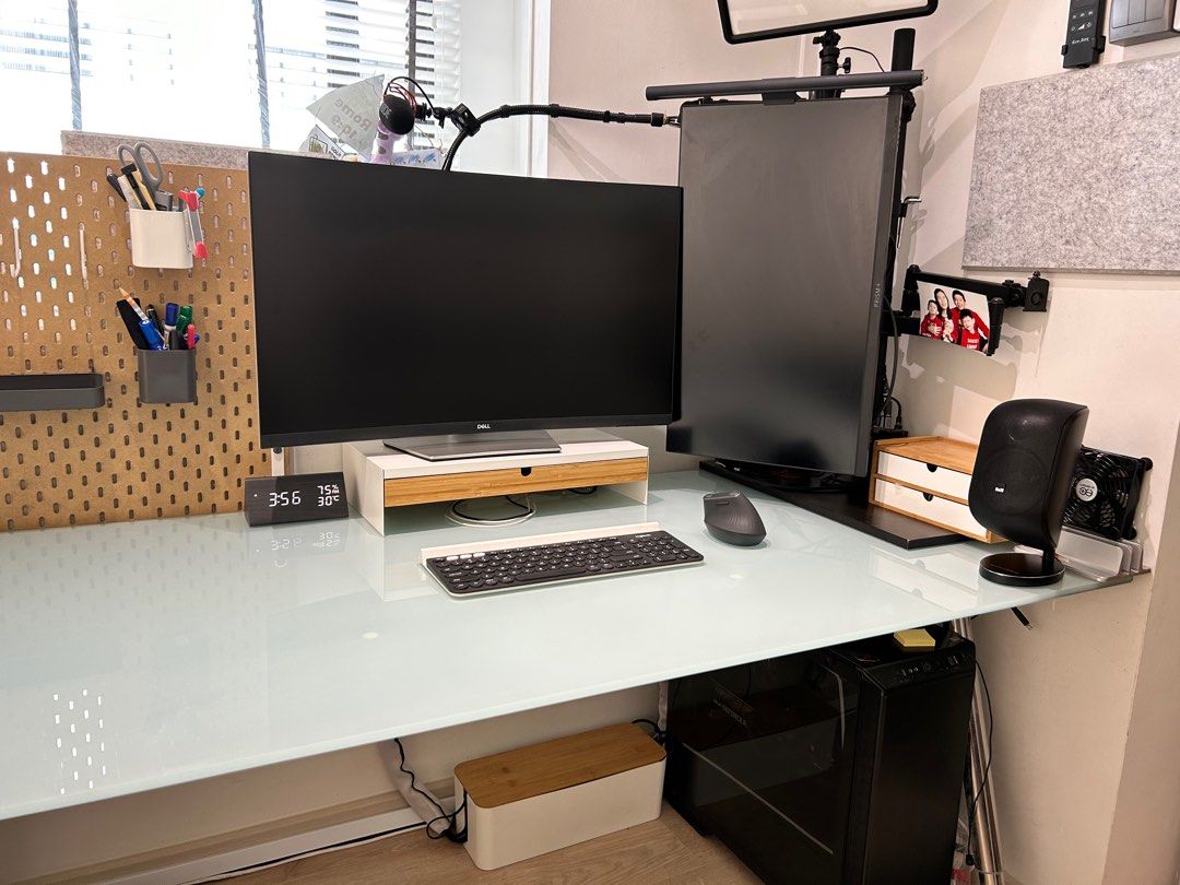 IKEA Galant Glass Top Office Desk, Furniture & Home Living, Furniture