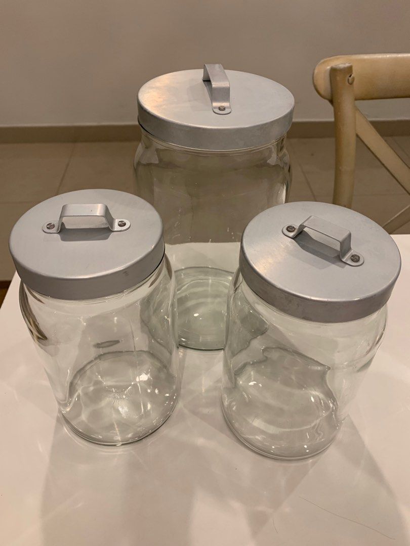 Ikea Glass Storage Container Set of 3, Furniture & Home Living