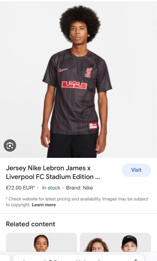 Jersey Nike Lebron James x Liverpool FC Stadium Edition Men s