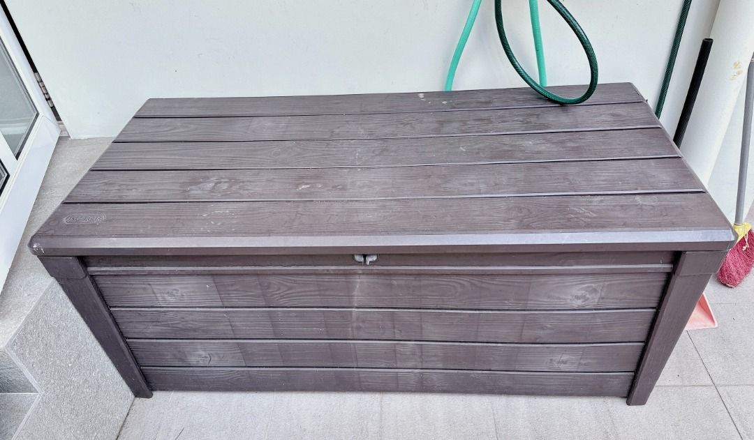 Keter Brightwood Resin 120 Gallon Outdoor Storage Deck box, Furniture