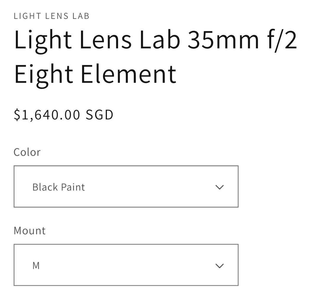 Light lens labs Black Paint 35mm F2 Eight elements for Leica M