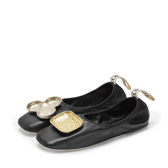 LOEWE Black Shamrock Ballerina Flats