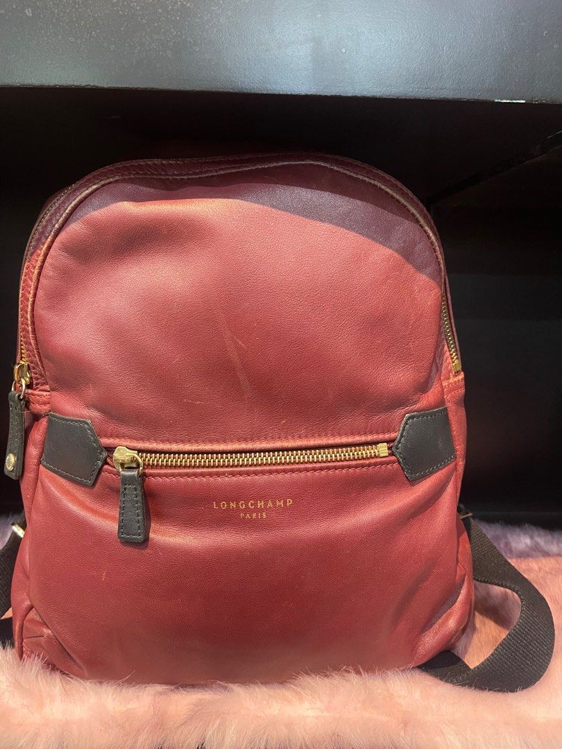 longchamp leather backpack on Carousell
