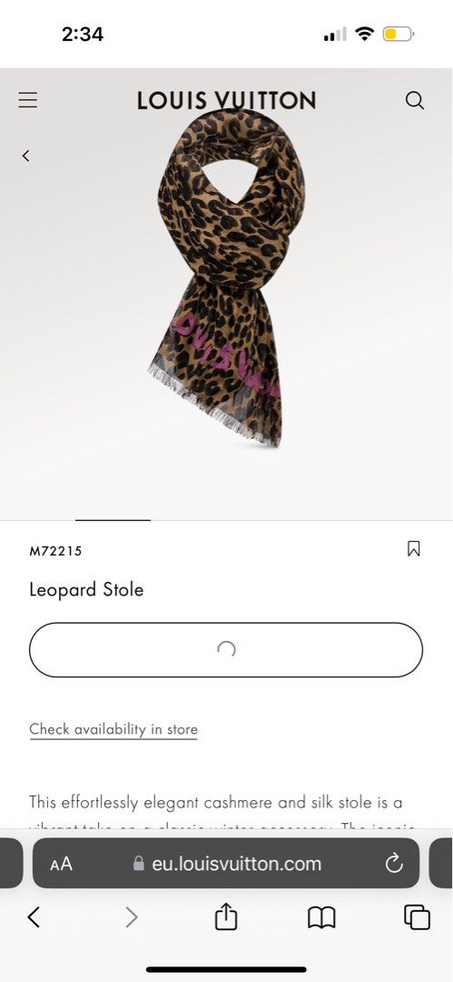 Louis Vuitton Cotton Scarf Stole Shawl Leopard Women Mint Z1815