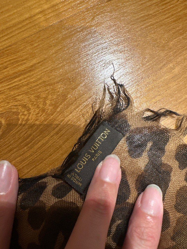 Louis Vuitton Cotton Scarf Stole Shawl Leopard Women Mint Z1815