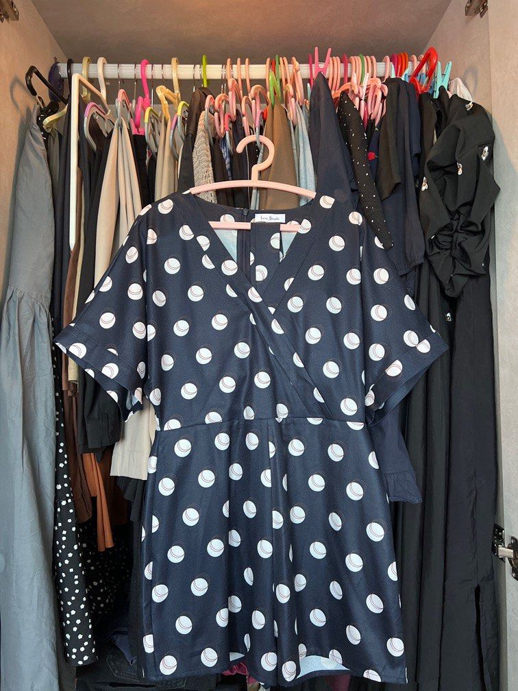 Navy polka dot playsuit clearance