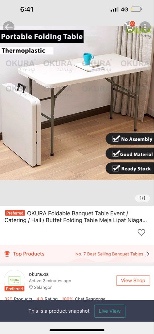 Meja lipat folding table 4x2, Everything Else, Others on Carousell
