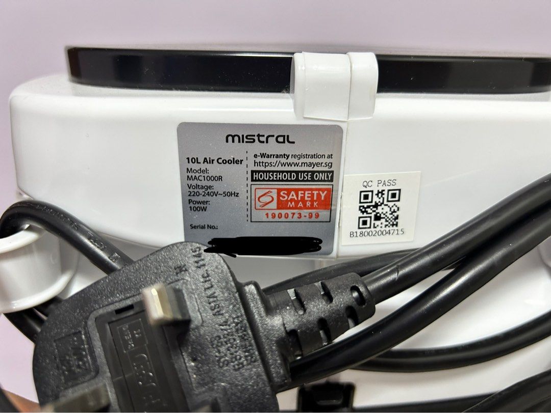 Mistral 10L Portable Air Cooler with Remote Control MAC1000R TV