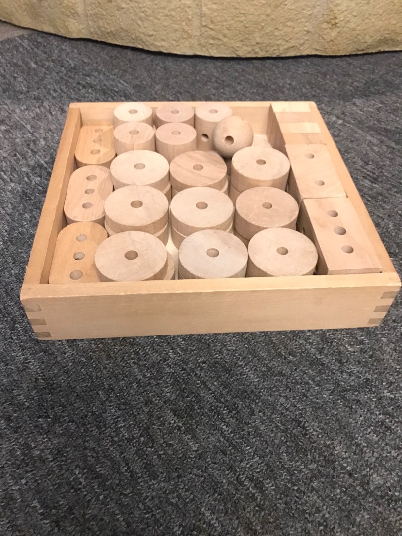 Montessori Sensory WAKU JAPANESE Wooden Block With Tray Set Blok Kayu