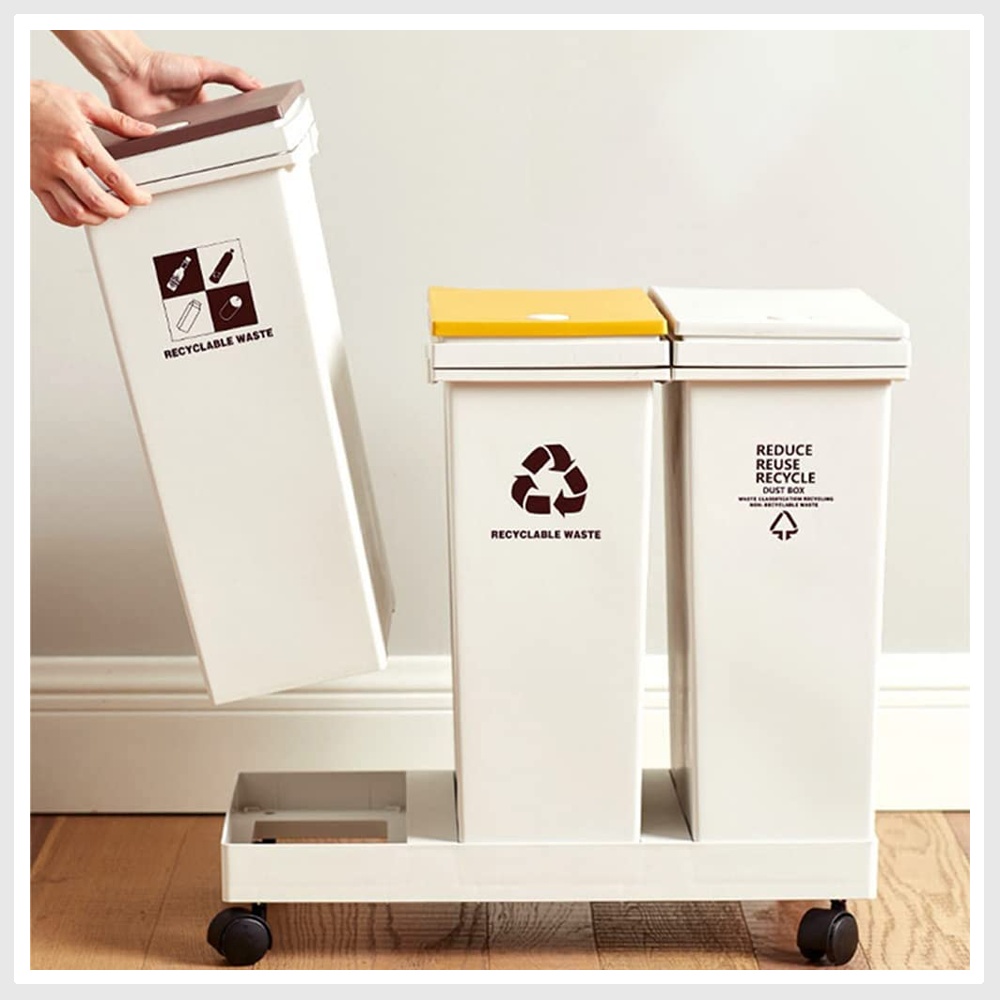 MYOYAY 3 Compartment Trash Can Garbage Cans with Recycling Bin Triple