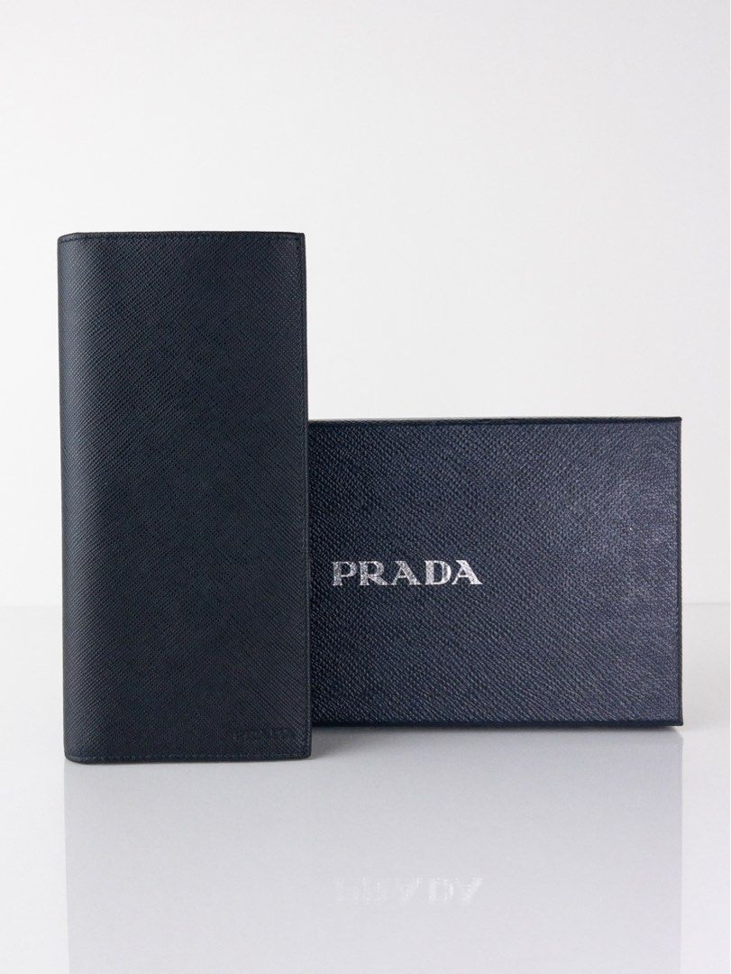 NEW PRADA 2MV836 SAFFIANO PORTAF VERTICALE LONG BIFOLD WALLET (BLACK ...