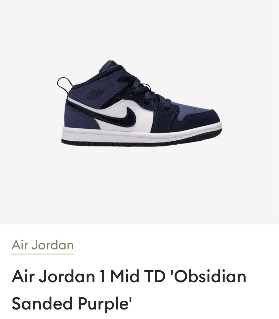 Nike Air Jordan 1 Mid TD Obsidian Sanded Purple Women s Fashion