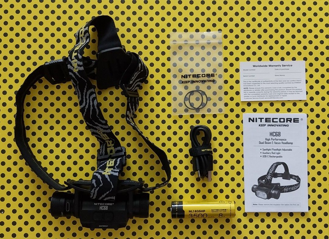 Nitecore HC68 Headlamp 2000 Lumens with Adjustable ratio mix of Spot and  Flood, Sports Equipment, Hiking  Camping on Carousell