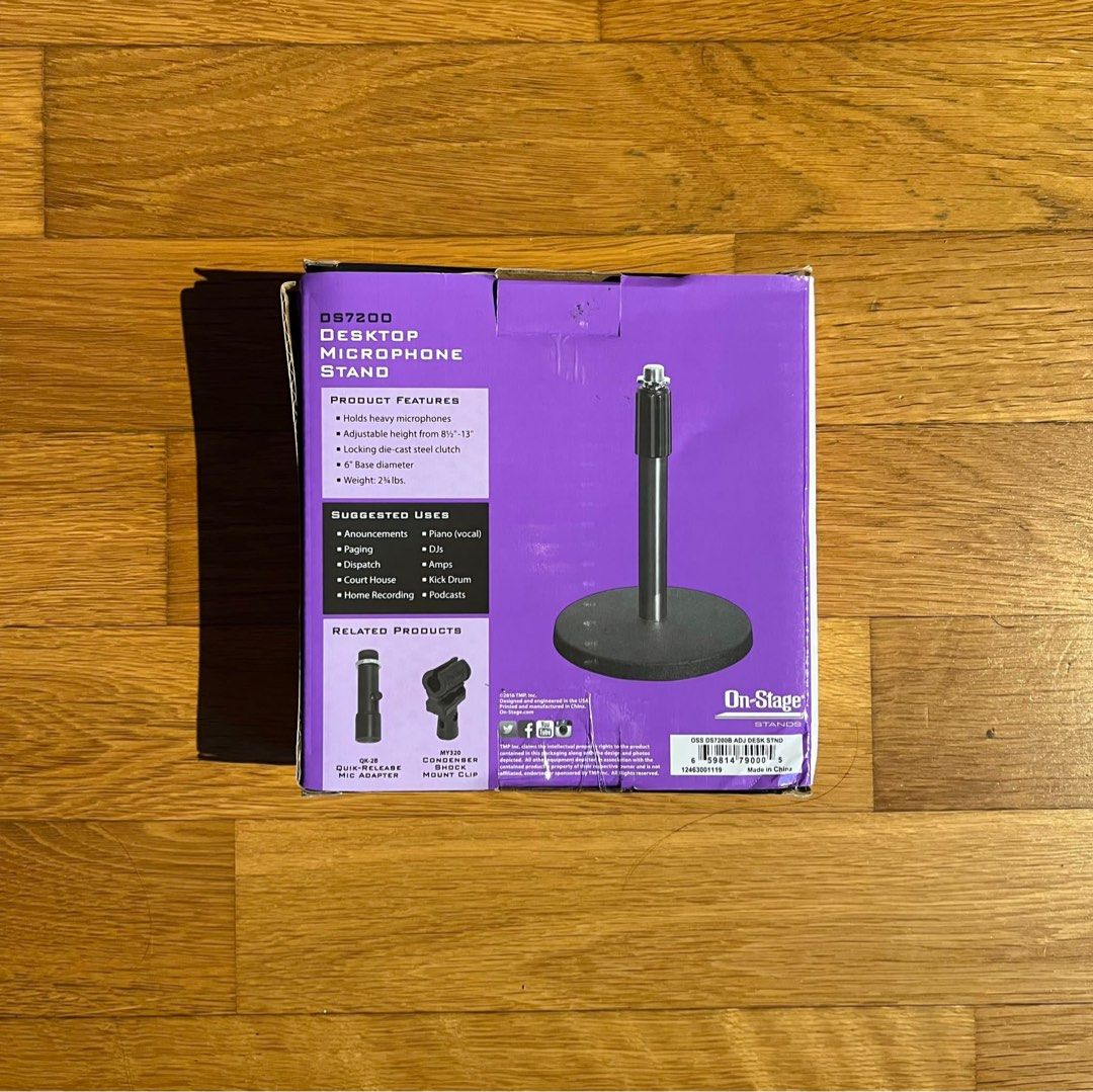 OnStage DS7200B Desktop Straight Microphone Stand (Black) DS7200, Audio, Other Audio Equipment