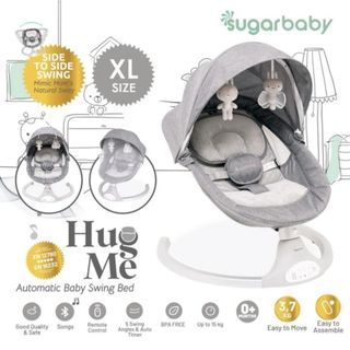 Preloved LIKE NEW Sugar Baby Hug Me Automatic Baby Swing Bed - GREY