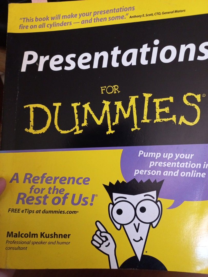 Presentations for Dummies (Category: Textbooks) located in Quezon City. Submitted by goldenmomma (Listing ID 1238286229, Image 1). Description: In good Condition.